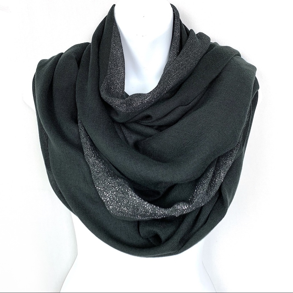 3/$15 Classy Gray & Silver Metallic Scarf Shawl - Picture 2 of 8